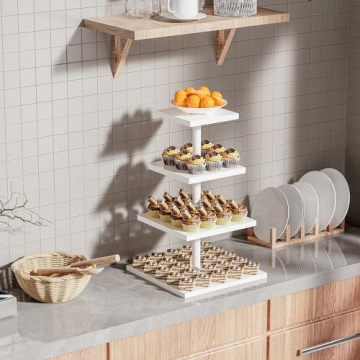 HURZMORO Rustic 4 Tier Cupcake Stand for Events
