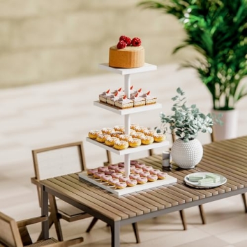 HURZMORO Rustic 4 Tier Cupcake Stand for Events