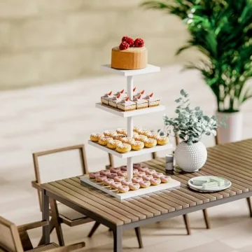 HURZMORO Rustic 4 Tier Cupcake Stand for Events