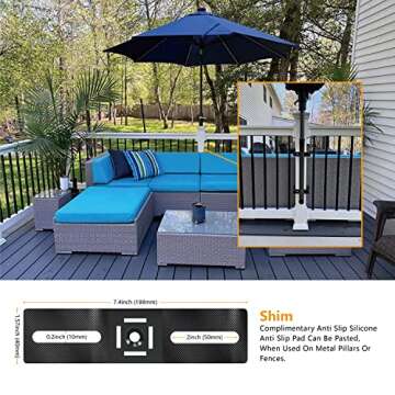 HAINAWANG Deck Umbrella Mount, Non-Slip Patio Umbrella Holder for Metal & Wood Railing Post or Fence...