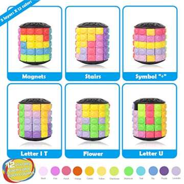 R.Y.TOYS Rotate and Slide Puzzle-Design Patent,Fidget Toys(Restore/Create)-12 Colors,5 Layers-Open C...