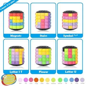 R.Y.TOYS Rotate and Slide Puzzle-Design Patent,Fidget Toys(Restore/Create)-12 Colors,5 Layers-Open C...