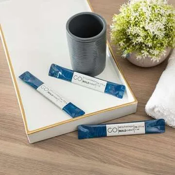 BOLD Mint GO Travel Size Mouthwash Packets BOLD Mint – Individual Mini Mouthwash for Fresh Breath - Smart Packet Design to reduce travel bottle waste -BOLD Mint Flavored Portable Travel Mouthwash Bulk