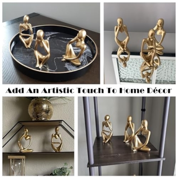 FJS Gold Thinker Statues Set of 3 Abstract Art Sculptures