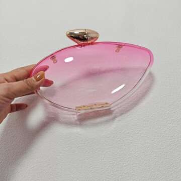 PSBIY Women Acrylic Evening Clutch Purse Unique Clear Handbag with Detachable Chain for Wedding Part...