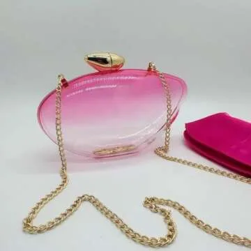 PSBIY Women Acrylic Evening Clutch Purse Unique Clear Handbag with Detachable Chain for Wedding Party Prom, Gradient