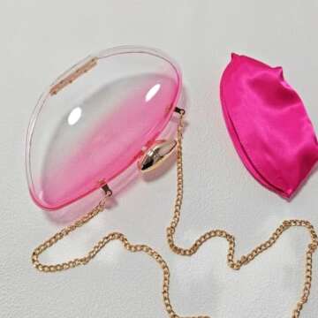 PSBIY Women Acrylic Evening Clutch Purse Unique Clear Handbag with Detachable Chain for Wedding Party Prom, Gradient