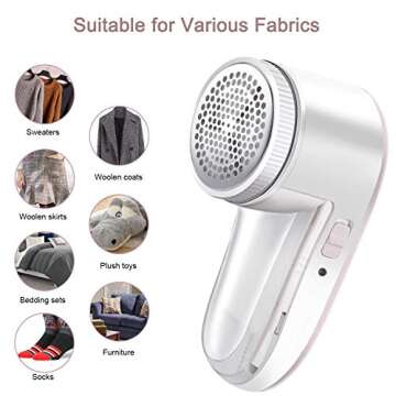 Fabric Shaver Defuzzer, Rechargeable Lint Remover, SIKITUT Electric Sweater Shaver with 2 Replaceable Stainless Steel Blade