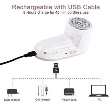 Fabric Shaver Defuzzer, Rechargeable Lint Remover, SIKITUT Electric Sweater Shaver with 2 Replaceable Stainless Steel Blade