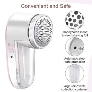Fabric Shaver Defuzzer, Rechargeable Lint Remover, SIKITUT Electric Sweater Shaver with 2 Replaceable Stainless Steel Blade