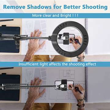 ChromLives Overhead Phone Mount with Ring Light, Overhead Tripod Phone Holder Mount for Video Record...