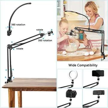 ChromLives Overhead Phone Mount with Ring Light