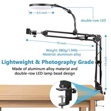 ChromLives Overhead Phone Mount with Ring Light