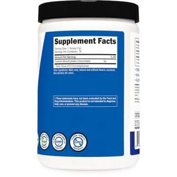 Nutricost Creatine Monohydrate Powder (Blue Raspberry), 500 Grams (1.1 LBS)