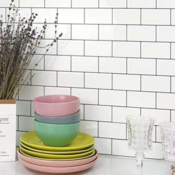 STICKGOO 10-Sheet White Subway Tiles Peel and Stick Backsplash, Stick on Tiles Kitchen Backsplash (T...