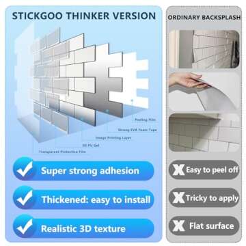 STICKGOO White Peel and Stick Subway Tiles for Backsplash