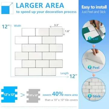 STICKGOO White Peel and Stick Subway Tiles for Backsplash