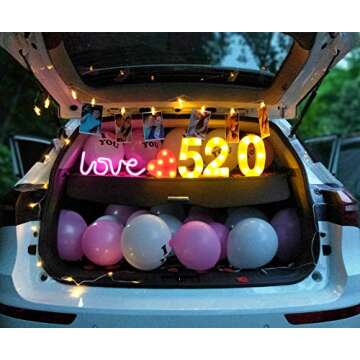 LED Pink Love Neon Sign for Wall Decor Light - Love Lamp - 3 AA Battery or USB Powered Neon NightLight for Kids Room Decor,Home,Party,Birthday,Wedding,Christmas,New Year