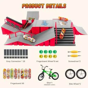 CS COSDDI Finger Skateboard Park Kits,Skateboard Finger Toys with 8 Finger Skateboards & 14 Skatepar...