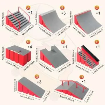 CS COSDDI Finger Skateboard Park Kits,Skateboard Finger Toys with 8 Finger Skateboards & 14 Skatepark Deck Ramp,1 Finger Bike for Boys or Girls Gift,Mini Finger Skateboards Ramp Accessories Set（red）