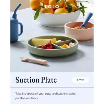 Lalo Suction Plates - 2 Pack, 100% Silicone Non-Toxic BPA-Free Baby Plates with Suction Base To Prev...