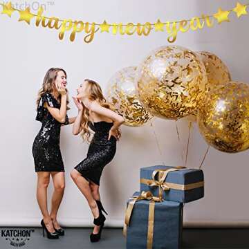 Shiny Gold New Year Banner - 10 Feet | Party Supplies 2025