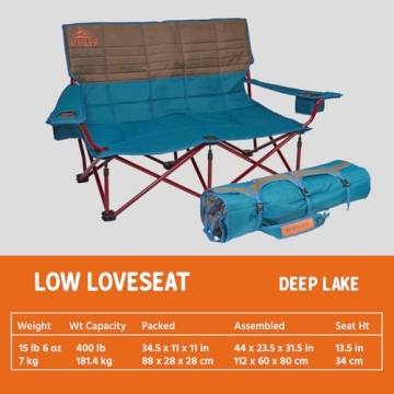 Kelty Low Loveseat Chair with Adjustable Arm Rests
