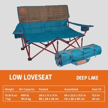 Kelty Low Loveseat Chair with Adjustable Arm Rests
