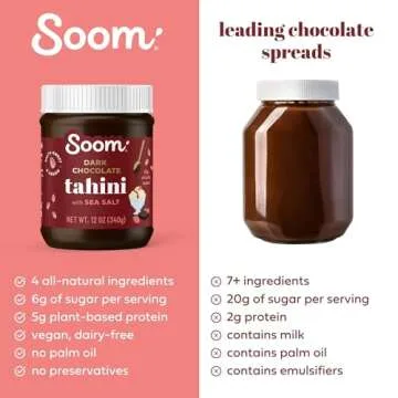 Soom Foods Dark Chocolate Sea Salt Tahini Spread 12oz (Pack of 2) | Silky Smooth Texture for Baking, Desserts, Hummus | Vegan, Nut-Free, Gluten-Free