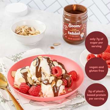 Soom Foods Dark Chocolate Sea Salt Tahini Spread 12oz (Pack of 2) | Silky Smooth Texture for Baking, Desserts, Hummus | Vegan, Nut-Free, Gluten-Free