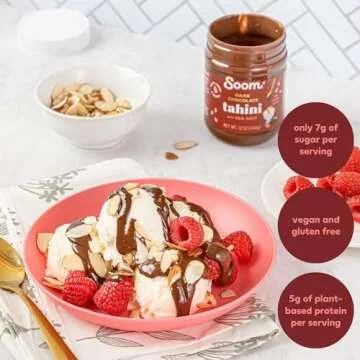Soom Foods Dark Chocolate Sea Salt Tahini Spread 12oz (Pack of 2) | Silky Smooth Texture for Baking, Desserts, Hummus | Vegan, Nut-Free, Gluten-Free