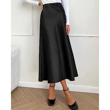 Elegant Satin Midi Skirt - Versatile High Waist Women's Fashion