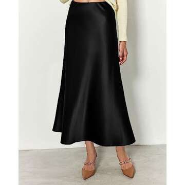 Elegant Satin Midi Skirt - Versatile High Waist Women's Fashion