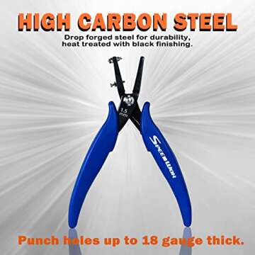 SPEEDWOX Metal Hole Punch Pliers for Jewelry 1.5mm Diameter Round Hole Sheet Metal 24 Gauge Thick 6 ...