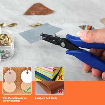 SPEEDWOX Metal Hole Punch Pliers for Jewelry 1.5mm Diameter Round Hole Sheet Metal 24 Gauge Thick 6 Inches Precision Fine Pliers Jewelry Making Tool Craft Beading Hobby