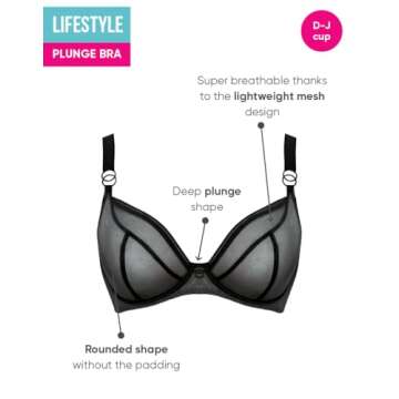 Curvy Kate Women's Lifestyle Plunge Bra, Black , 34FF