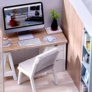 CUTEBEE DIY Dollhouse Miniature with Furniture, DIY Wooden Dollhouse Kit Plus Dust Proof and Music Movement, Creative Room for Valentine's Day Gift Idea(Cozy Time)