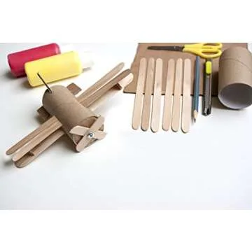 Makerstep 200 Natural Wood Craft, Popsicle Sticks for Crafts 4.5 Inch, Waxing Spatulas, Epoxy Resin Stirring, Ice Cream Candy Making and Garden Markers. Smooth, Splinter-Free, Wooden Wax Sticks