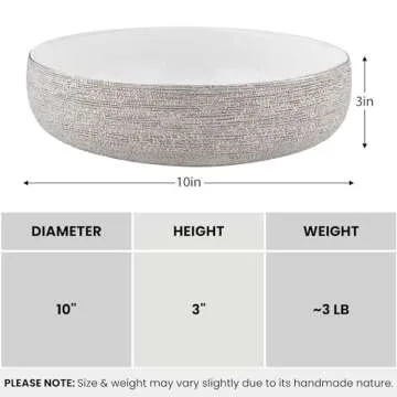 Torre & Tagus Brava Silver Decorative Bowl for Home Decor - 10" Large Ceramic Bowl Decorative Silver Bowl Decor For Table, Large Decorative Bowl For Keys & Silver Fruit Bowl For Kitchen Counter