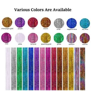 LiaSun 10Pcs/set Highlight Glitter Tinsel Hair Extensions Clip In - Colored Party Sparkling & Shiny Hair Extensions - Multi-Colors Hair Streak Bling Hairpieces (Silver)
