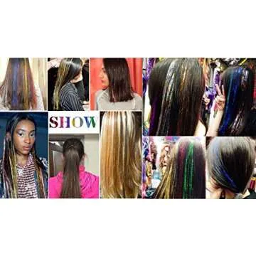 LiaSun 10Pcs/set Highlight Glitter Tinsel Hair Extensions Clip In - Colored Party Sparkling & Shiny Hair Extensions - Multi-Colors Hair Streak Bling Hairpieces (Silver)