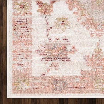 Simply Southern Cottage Southern Heritage - 5'3" x 7' Rectangle in Pink, Floral Traditional Area Rug, Soft, Durable, Easy to Clean, Stain-Resistant, Indoor Home Room Decor