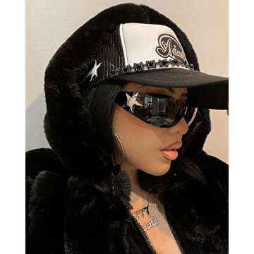 Rmerom Y2K Sunglasses for Women,Rimless Shield Wrap Around Sunglasses 2000S Trendy Oversized Fashion...