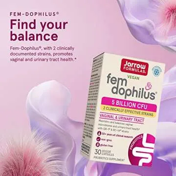 Jarrow Formulas Fem-Dophilus - 5 Billion CFU Per Serving - Womens Probiotic Supplement - Urinary Tract & Vaginal Health - Up to 30 Servings (Veggie Caps)