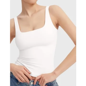 PUMIEY Stylish White Square Neck Tank for Women