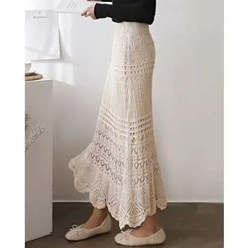 Chouyatou High Waist Crochet Lace Maxi Skirt - Elegant & Comfortable