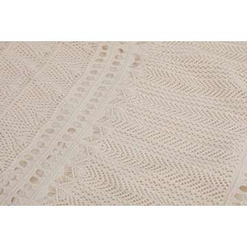 chouyatou Women's Stretched High Waist Crochet Hollow Out Knit Flowy Patterned Lace Maxi Skirt (Small, Beige)
