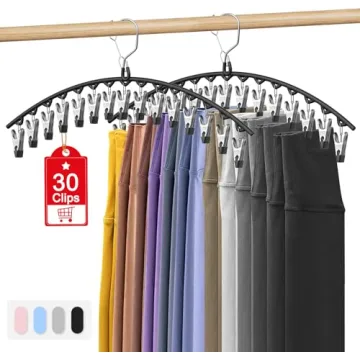 Premium Upgrade Skirt Pants Hangers with 15 Clips - Space-Saving Closet Organization