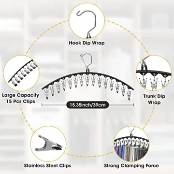 Space Saving Pants Hangers - 15 Clips for Efficient Storage