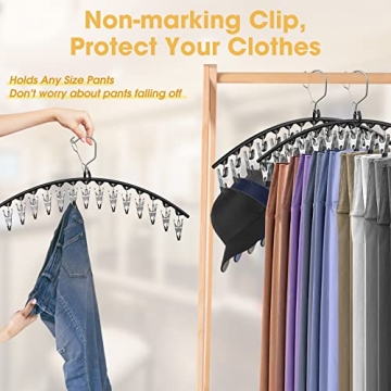 Space Saving Pants Hangers - 15 Clips for Efficient Storage